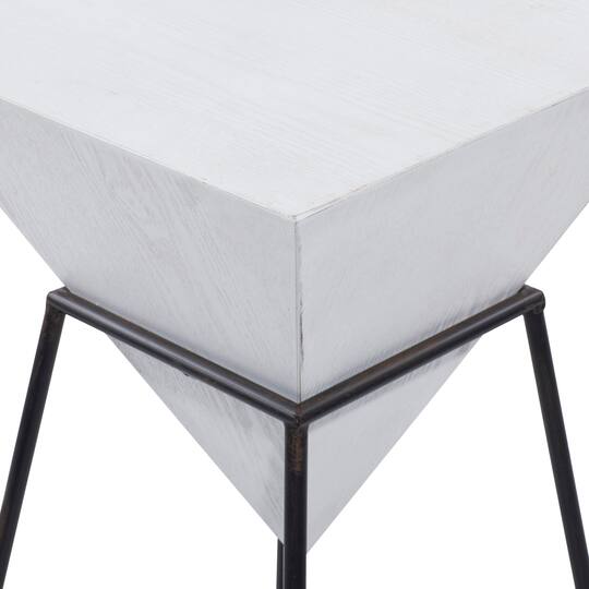 2ft. White Metal and Wood Modern Accent Table